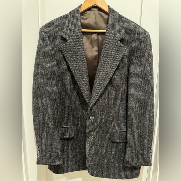 Vintage Harris Tweed sport coat blazer jacket 41R gray academia scholar - Picture 5 of 14
